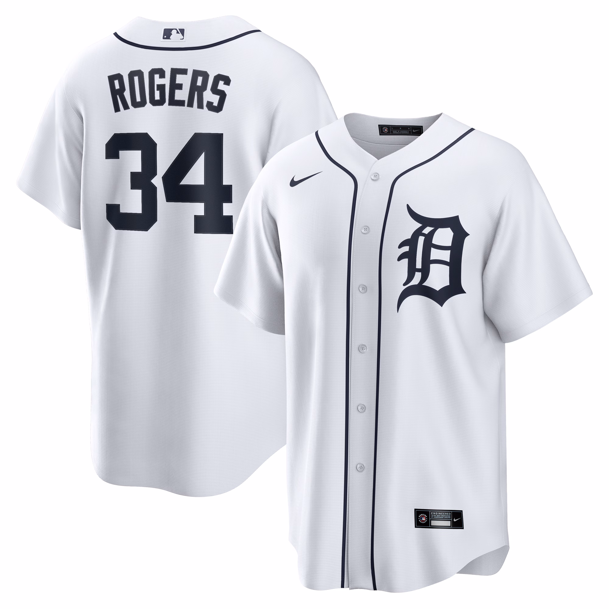Jake Rogers #34 Detroit Tigers Home Replica Jersey - White