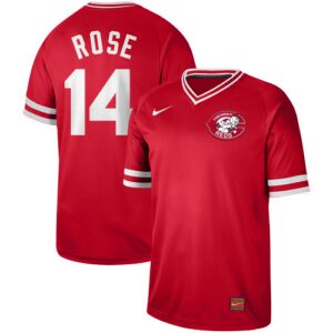 Men's  Cincinnati Reds #14 Pete Rose Red Cooperstown Collection Legend V-Neck Jersey