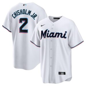 Men's Miami Marlins #2 Jazz Chisholm Jr.  White Home Player Jersey