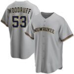 Men's Milwaukee Brewers #53 Brandon Woodruff Cool Base Road Jersey