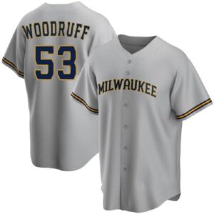 Men's Milwaukee Brewers #53 Brandon Woodruff Cool Base Road Jersey