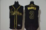 Men's Philadelphia Phillies #3 Bryce Harper Black Golden 2020 Cool and Refreshing Sleeveless Fan Stitched Flex  Jersey
