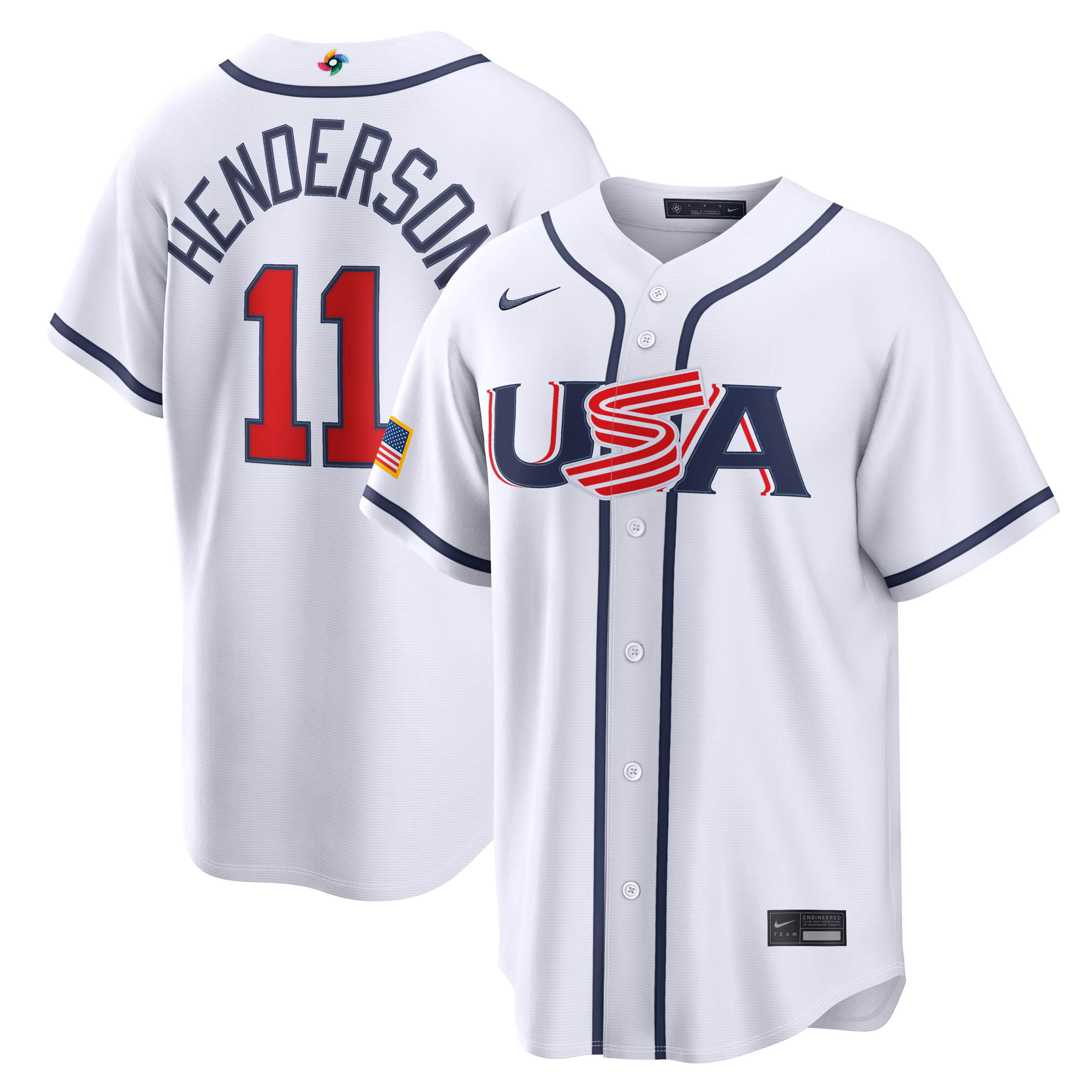 USA Baseball Gunnar Henderson #2 White 2026 World Baseball Classic Home Stadium Jersey