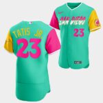 Men's San Diego Padres #23 Fernando Tatis Jr. 2022 City Connect Mint Reverse Flex Base Jersey