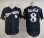 Men's Milwaukee Brewers #8 Ryan Braun Stitched Blue Jersey