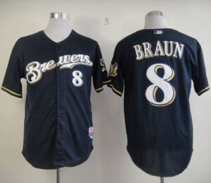 Men's Milwaukee Brewers #8 Ryan Braun Stitched Blue Jersey