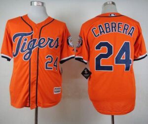 Detroit Tigers #24 Miguel Cabrera Orange Cool Base Stitched Jersey
