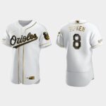 Men's Baltimore Orioles #8 Cal Ripken Jr. White Golden Edition Flex Base Jersey