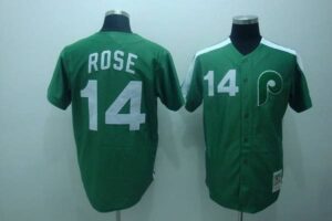 Mitchell And Ness Philadelphia Phillies #14 Rose Stitched Green Throwback Jersey