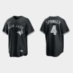 Men's Toronto Blue Jays #4 George Springer Black White All Black Fashion Jersey