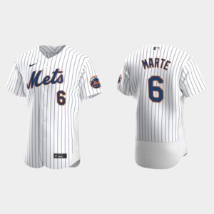 Men's New York Mets #6 Starling Marte White Home Flex Base Jersey