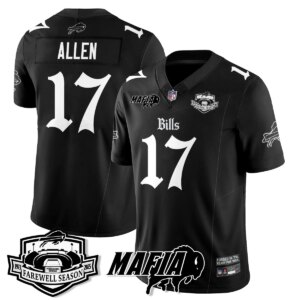 Josh Allen #17 Buffalo Bills BUF Mafia Gothic Vapor Limited Jersey - Farewell Highmark Patch - All Stitched
