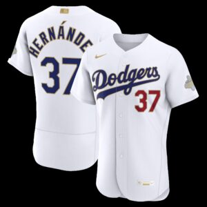 Los Angeles Dodgers Teoscar Hernández #37 White 2026 Gold Collection Authentic Jersey