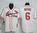 Mitchell And Ness St. Louis Cardinals #6 Stan Musial White Throwback Stitched Jersey