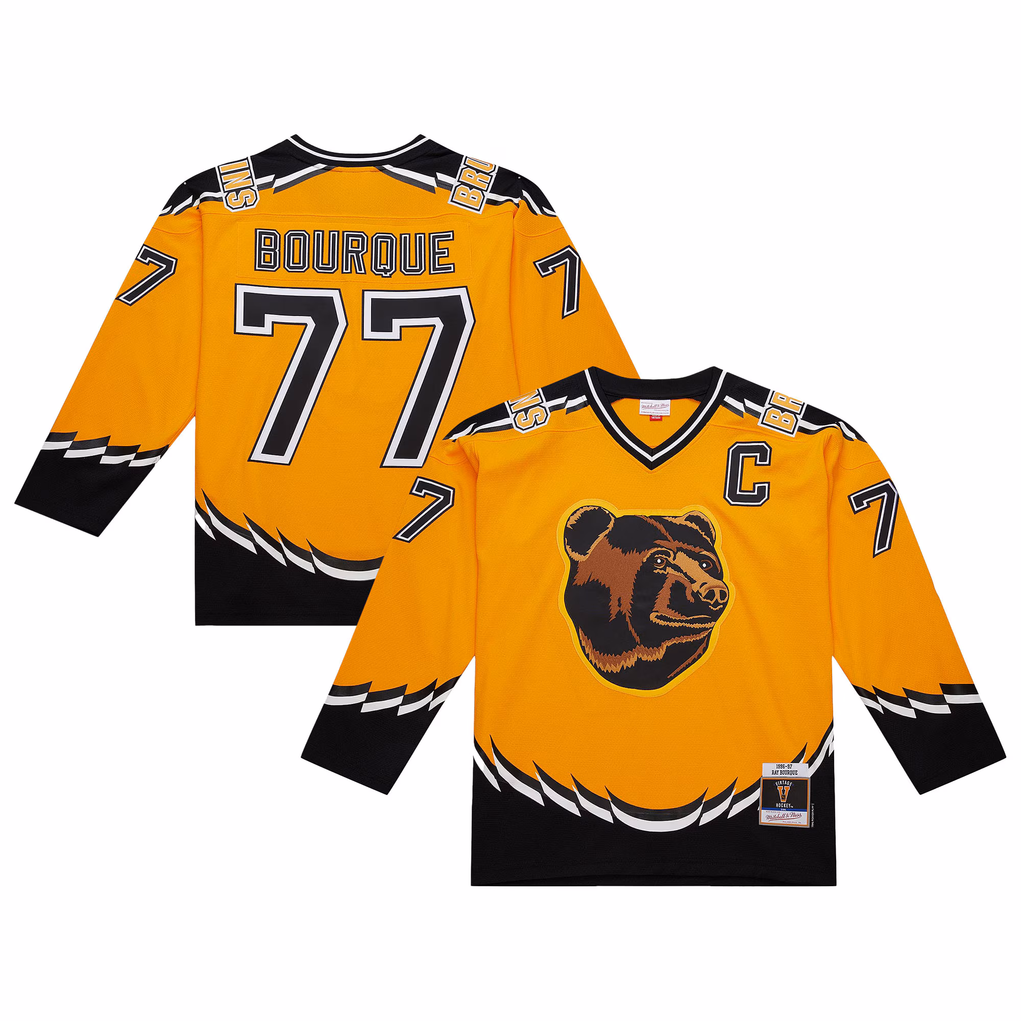 Boston Bruins Ray Bourque #77 Mitchell & Ness Gold 1996-97 Power Play Jersey