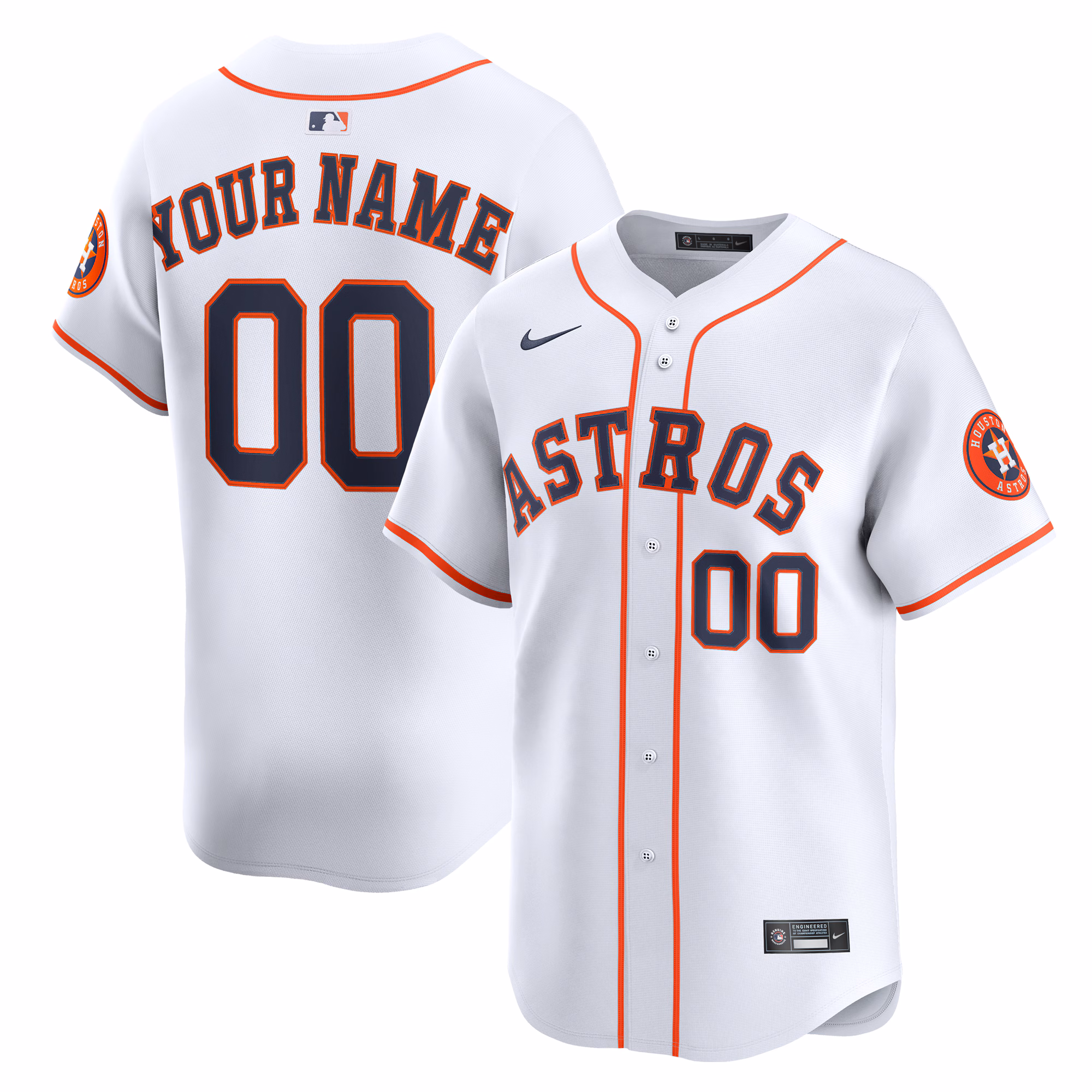 Houston Astros White Home Limited Custom #00 Jersey