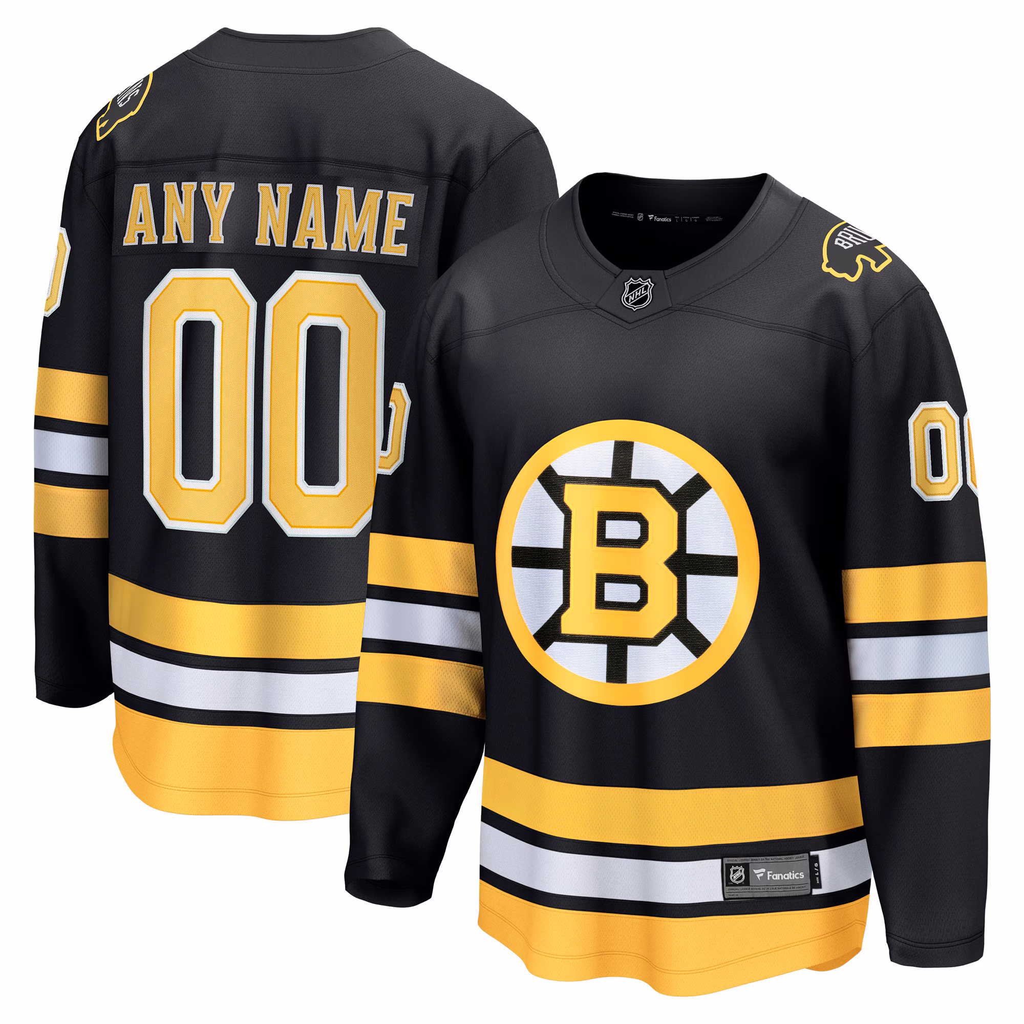 Boston Bruins  Fanatics Black Home Breakaway Custom #00 Jersey