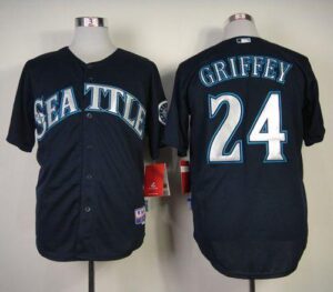 Seattle Mariners #24 Ken Griffey Stitched Navy Blue Jersey