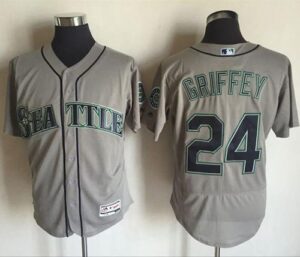 Seattle Mariners #24 Ken Griffey Grey Flexbase Collection Stitched Jersey