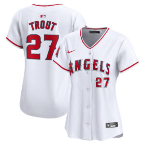 Women's Los Angeles Angels Mike Trout #27 White Home Limited Player Jersey