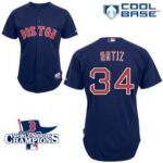 Boston Red Sox #34 David Ortiz Dark Blue Cool Base 2013 World Series Champions Patch Stitched Jersey