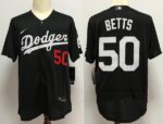 Men's Los Angeles Dodgers #50 Mookie Betts Black Stitched Flex Base  Jersey
