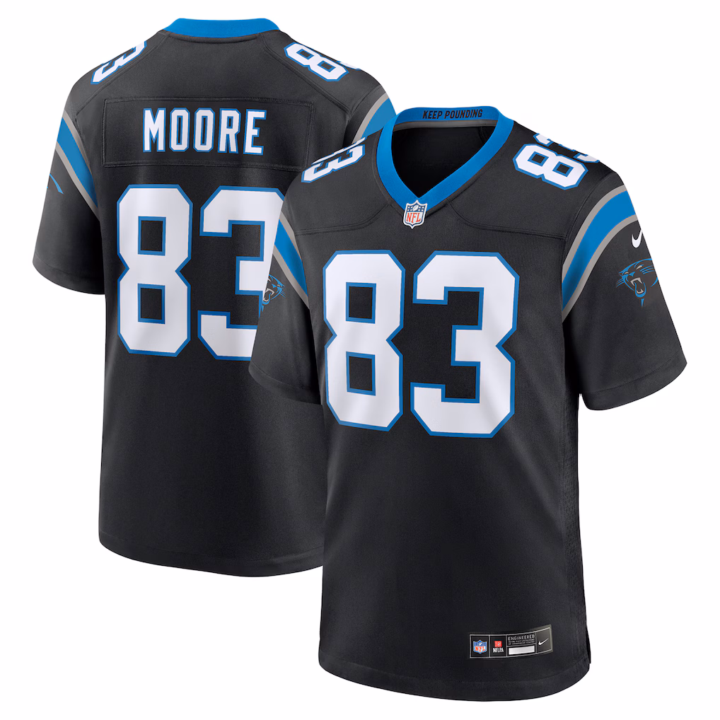 David Moore #83 Carolina Panthers Game Jersey - Black