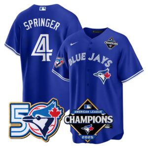 George Springer #4 Toronto Blue Jays 50th American League Champions Jersey Stitched Royal