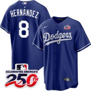 Enrique Hernández #8 Los Angeles Dodgers 250th Patch Alternate Jersey - Royal