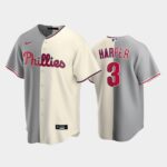 Men's Philadelphia Phillies Split Replica #3 Bryce Harper Gray-White Jersey