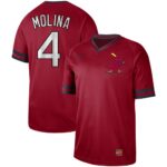 Men's  St. Louis Cardinals #4 Yadier Molina Red Cooperstown Collection Legend V-Neck Jersey