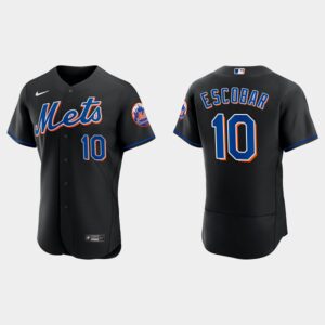 Men's New York Mets #10 Eduardo Escobar Black Alternate Flex Base Jersey