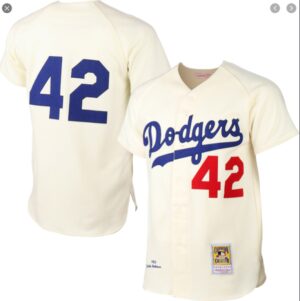 Men's Mitchell&Ness Los Angeles Dodgers #42 Jackie Robinson Cream Jersey