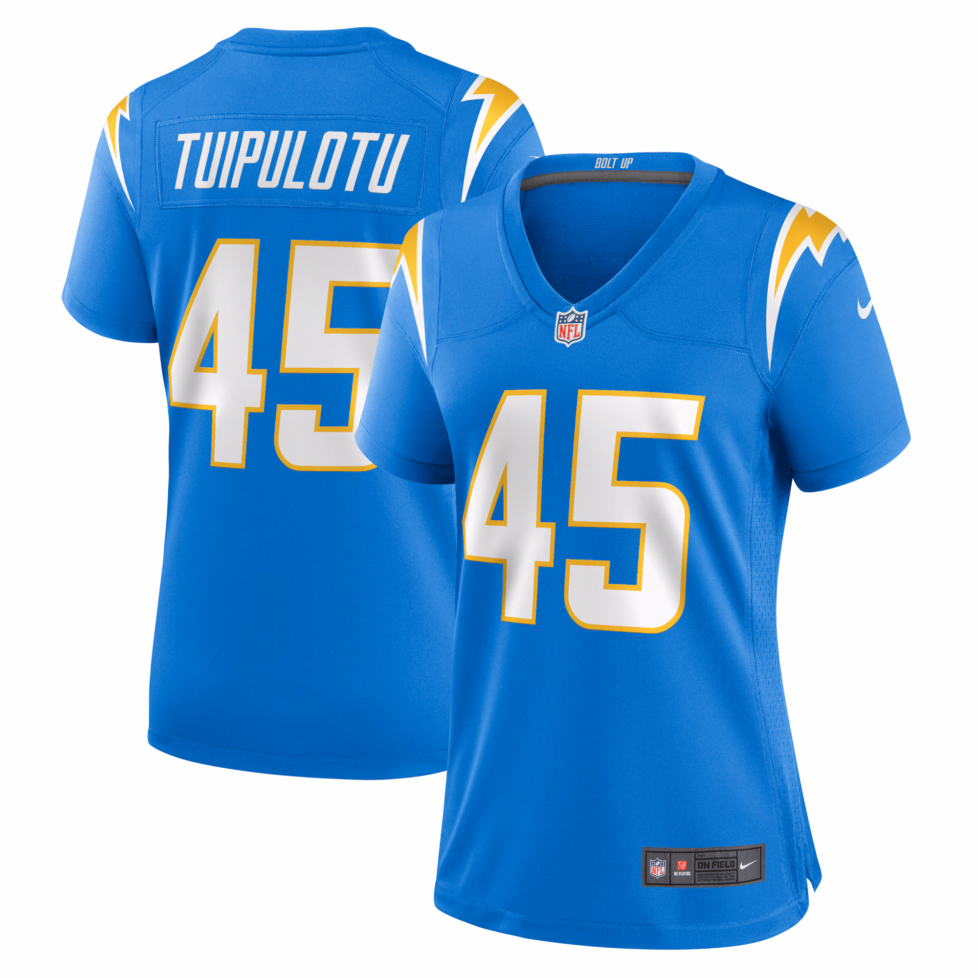 Tuli Tuipulotu Los Angeles Chargers Women's Team Game Jersey - Powder Blue
