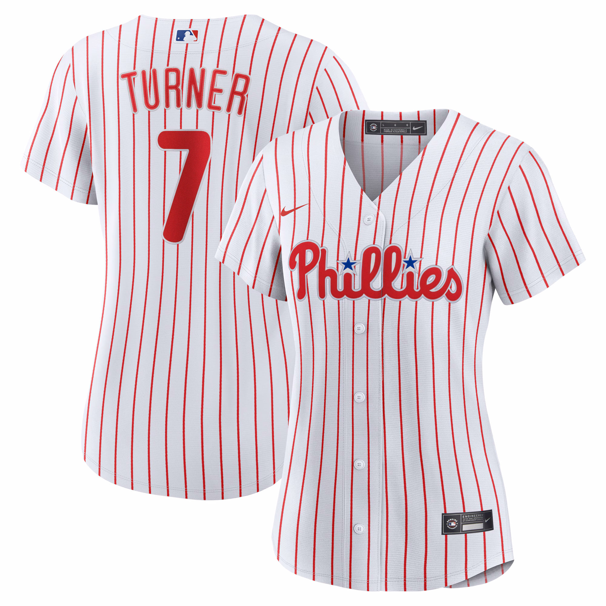 Women's Philadelphia Phillies Trea Turner #7 White Home Replica Player Jersey
