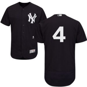New York Yankees #4 Lou Gehrig Navy Blue Flexbase Collection Stitched Jersey