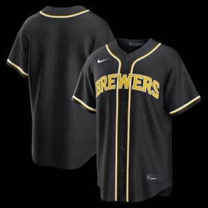 Team Milwaukee Brewers  Fashion Replica Black Out Jersey