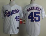 Mitchell And Ness 1982 Montreal Expos #45 Pedro Martinez White(Black Strip) Throwback Stitched Jersey