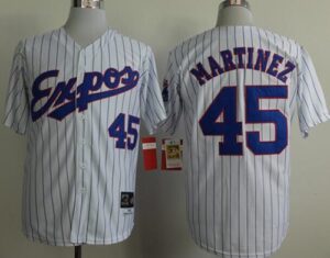 Mitchell And Ness 1982 Montreal Expos #45 Pedro Martinez White(Black Strip) Throwback Stitched Jersey