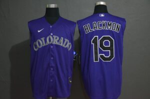 Men's Colorado Rockies #19 Charlie Blackmon Purple 2020 Cool and Refreshing Sleeveless Fan Stitched  Jersey