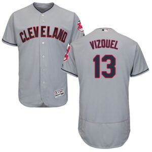 Indians #13 Omar Vizquel Grey Flexbase Collection Stitched Jersey