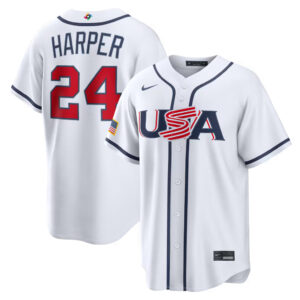 Bryce Harper #24 USA Baseball 2026 World Baseball Classic Home Stadium Jersey - White