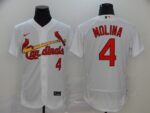 Men's St. Louis Cardinals #4 Yadier Molina White Stitched Flex Base  Jersey