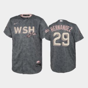 Men's #29 Yadiel Hernandez 2022 City Connect Washington Nationals Replica Bloom Gray Jersey