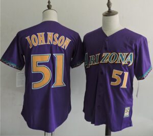 Mitchell And Ness Arizona Diamondbacks #51 Randy Johnson Purple Throwback Stitched Jersey