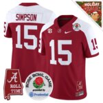 Ty Simpson #15 Ncaa BAMA Rose Bowl Patch Vapor Limited Jersey - Alabama Map - All Stitched