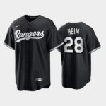 Men's Texas Rangers 2021 All Black Fashion Serise #28 Jonah Heim Black Cool Base Jersey