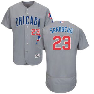 Chicago Cubs #23 Ryne Sandberg Grey Flexbase Collection Road Stitched Jersey