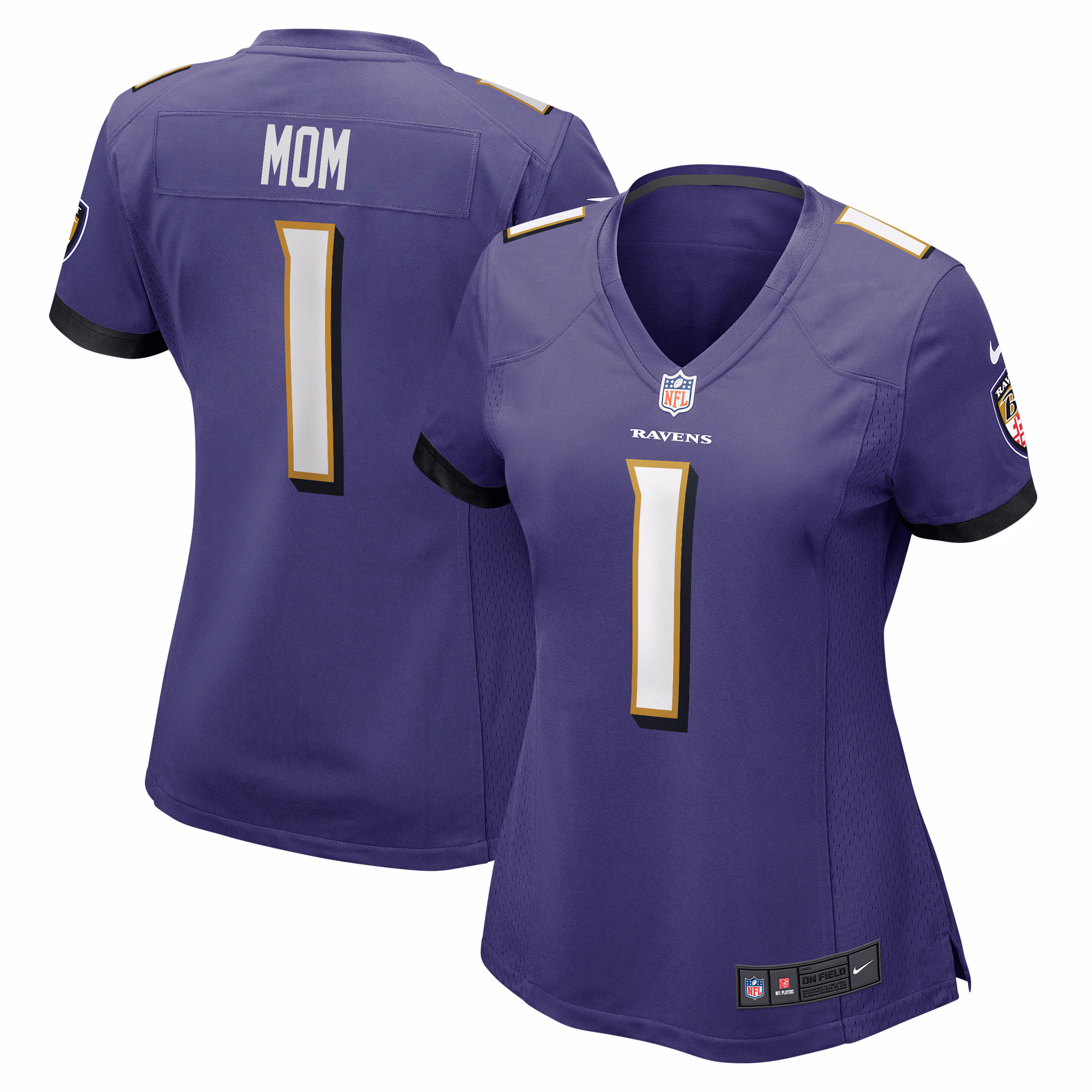 Number 1 Mom Baltimore Ravens Women's Game Jersey - Purple