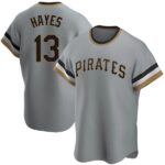 Men's Pittsburgh Pirates #13 Ke'Bryan Hayes Road Cooperstown Collection Gray Jersey